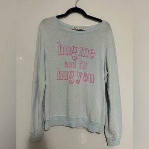 Wildfox blue pink pull over sweat shirt